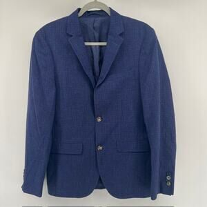 Sand Copenhagen Wool Linen Blazer Mens 46 Blue Double Vent Office Professional